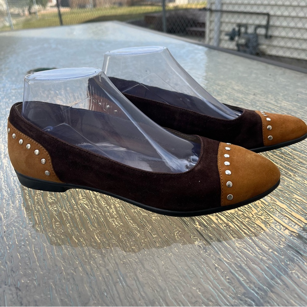 Aerosoles Know It All Loafers Flats Brown/Whisky Leather Studded Cap Toe
